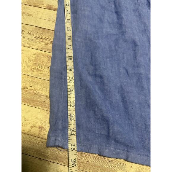 Puro Lino 100% Linen Pants O/S (US 6 - 12) Italy Flowy Wide Leg Coastal Indigo - Picture 6 of 8